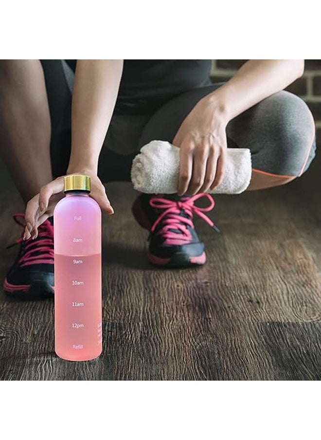 Arabest - 32oz water bottles With Time Marker, Eco Friendly Clear Water Bottles With Times To Drink, Reusable, Frosted and Aesthetic Water Bottle Clear - Image 1