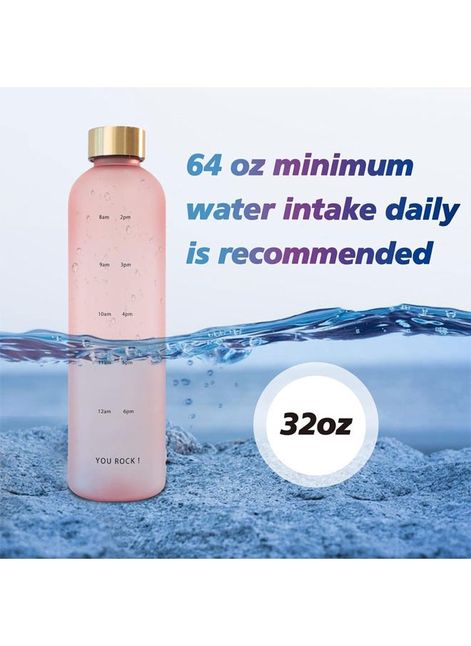 Arabest - 32oz water bottles With Time Marker, Eco Friendly Clear Water Bottles With Times To Drink, Reusable, Frosted and Aesthetic Water Bottle Clear - Image 1