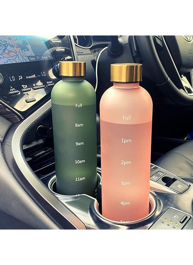 Arabest - 32oz water bottles With Time Marker, Eco Friendly Clear Water Bottles With Times To Drink, Reusable, Frosted and Aesthetic Water Bottle Clear - Image 1