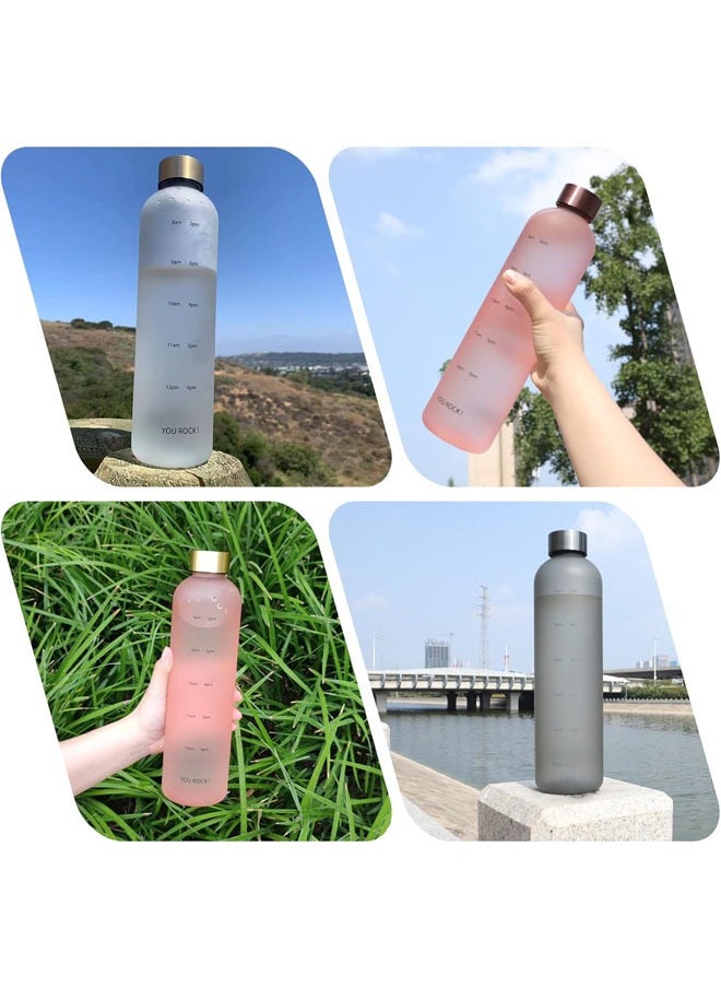 Arabest - 32oz water bottles With Time Marker, Eco Friendly Clear Water Bottles With Times To Drink, Reusable, Frosted and Aesthetic Water Bottle Clear - Image 1