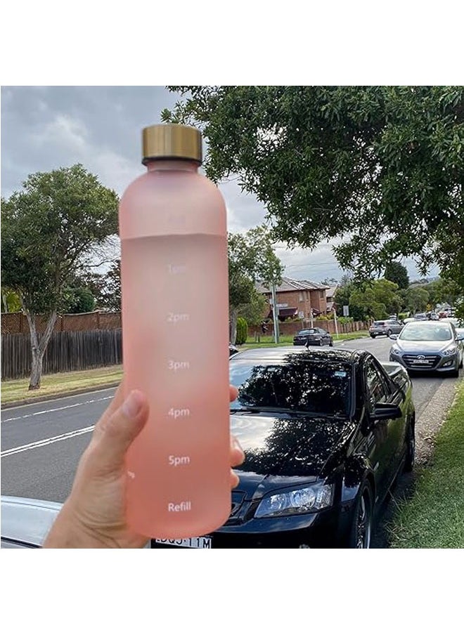 Arabest - 32oz water bottles With Time Marker, Eco Friendly Clear Water Bottles With Times To Drink, Reusable, Frosted and Aesthetic Water Bottle Clear - Image 1