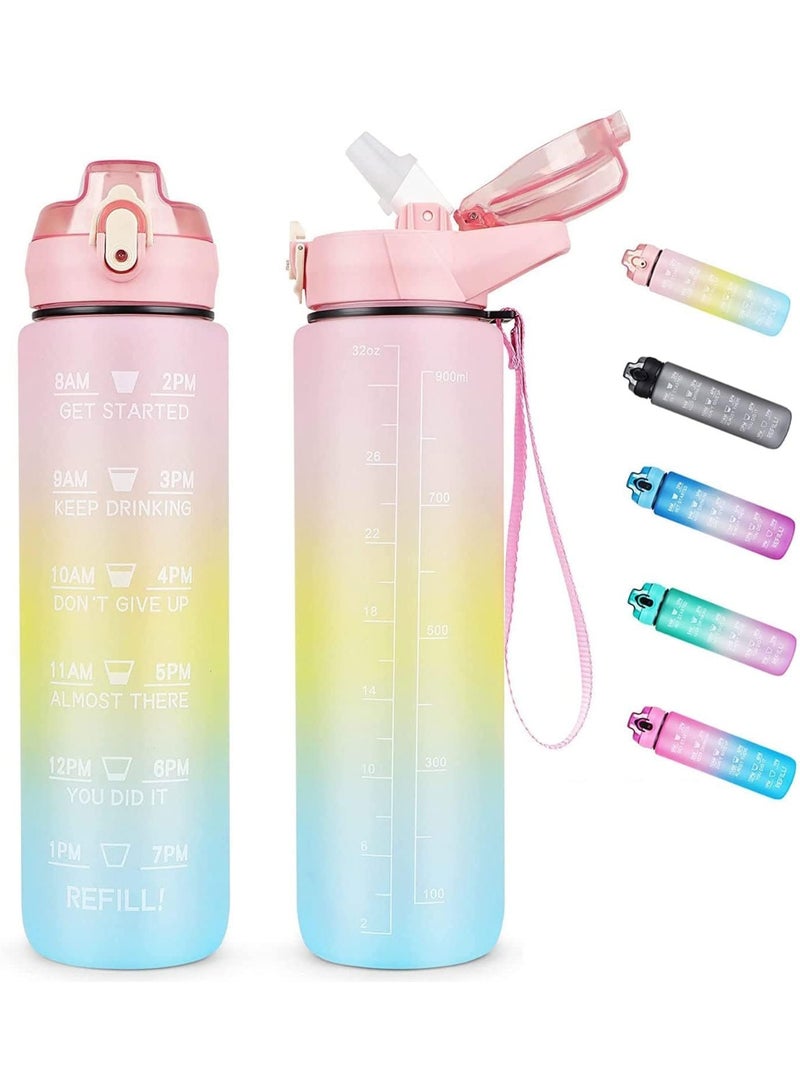 CAZADORA CAZADORA Sports Water Bottle 1L with Motivational Time Marker – BPA-Free Tritan Plastic – Leakproof Flip-Top Lid with Built-in Straw for Easy Sipping – Hourly Hydration Tracker with Inspiring Quotes – Durable & Odorless Reusable Bottle with Wide Mouth Opening for Ice and Fruit Infusion – Perfect for Gym, Office, School, Kids, Travel, Cycling, and Sports – Includes Carry Strap for On-the-Go Use – Dishwasher Safe and Eco-Friendly Design – Encourages Healthy Habits and Daily Hydration – Vibrant Colors for Every Personality – Gift for Students, Athletes, and Active Lifestyles – Lightweight, Portable, and Stylish Companion  - Image 1