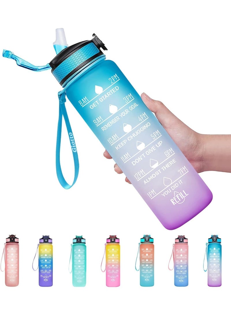 CAZADORA CAZADORA Sports Water Bottle 1L with Motivational Time Marker – BPA-Free Tritan Plastic – Leakproof Flip-Top Lid with Built-in Straw for Easy Sipping – Hourly Hydration Tracker with Inspiring Quotes – Durable & Odorless Reusable Bottle with Wide Mouth Opening for Ice and Fruit Infusion – Perfect for Gym, Office, School, Kids, Travel, Cycling, and Sports – Includes Carry Strap for On-the-Go Use – Dishwasher Safe and Eco-Friendly Design – Encourages Healthy Habits and Daily Hydration – Vibrant Colors for Every Personality – Gift for Students, Athletes, and Active Lifestyles – Lightweight, Portable, and Stylish Companion  - Image 4