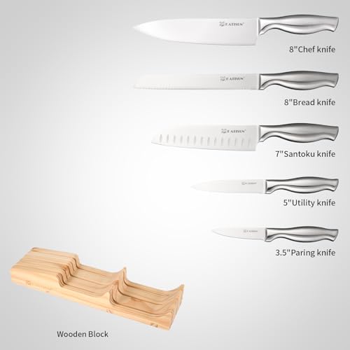KATISUN Kitchen Knife Set, 6 Pieces Knife Block Sets with Pine Knives Drawer Organizer, Perfect for Home and Chefs, Premium Knife Holder, Gift for Holiday and Housewarming - Image 2