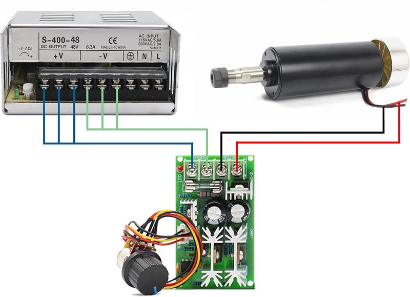 RATTMMOTOR CNC DC Spindle Motor ER16 500W Air-Cooled Spindle Motor 52mm 48VDC 12000RPM 0.6N.m + ER16 Chuck 8mm Collet for CNC Engraving Router Milling Machine - Image 3