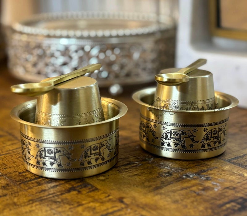 PURI BARTANWALA بوري بارتانوالا - ماراثون الفيل - مجموعة دابارا من النحاس/البيتال - 100 مل مجموعة من 2 - Image 3