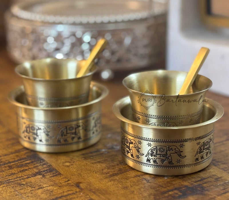 PURI BARTANWALA بوري بارتانوالا - ماراثون الفيل - مجموعة دابارا من النحاس/البيتال - 100 مل مجموعة من 2 - Image 2