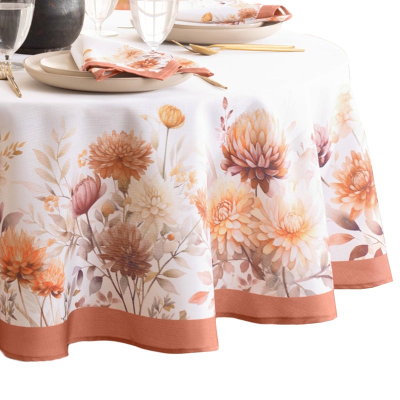 Elrene Home Fashions Autumn Blooms Floral FallHarvestThanksgiving Oval Wrinkle Resistant Tablecloth 60x84 - Image 2