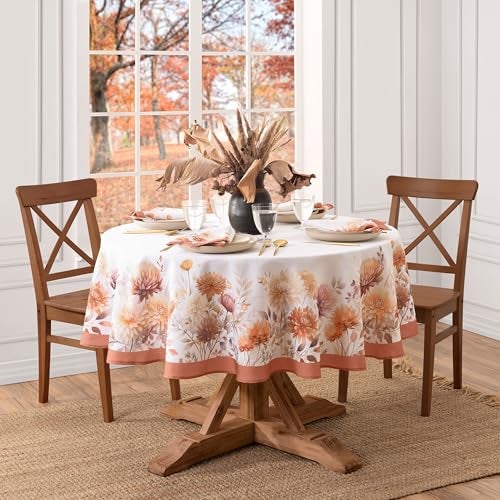 Elrene Home Fashions Autumn Blooms Floral FallHarvestThanksgiving Oval Wrinkle Resistant Tablecloth 60x84 - Image 3