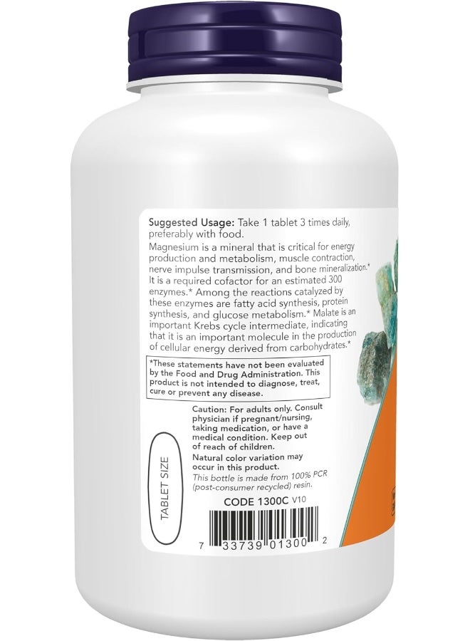 ناو NOW Foods Supplements, Magnesium Malate 1000 mg, Energy Production*, Nervous System Support*, 180 Tablets - Image 3
