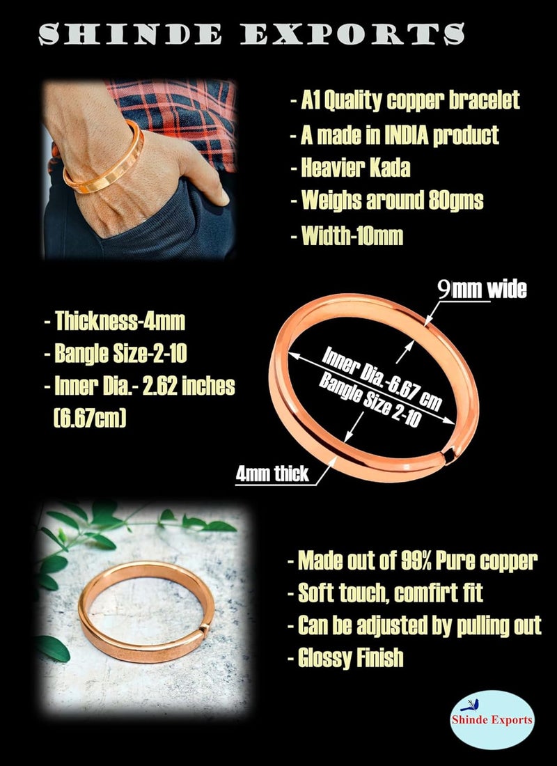 SHINDE EXPORTS Heavy Pure Copper thick Bracelet Bangle Unisex Kada Solid Handmade Cuff 80gms for Men & Women - Image 3