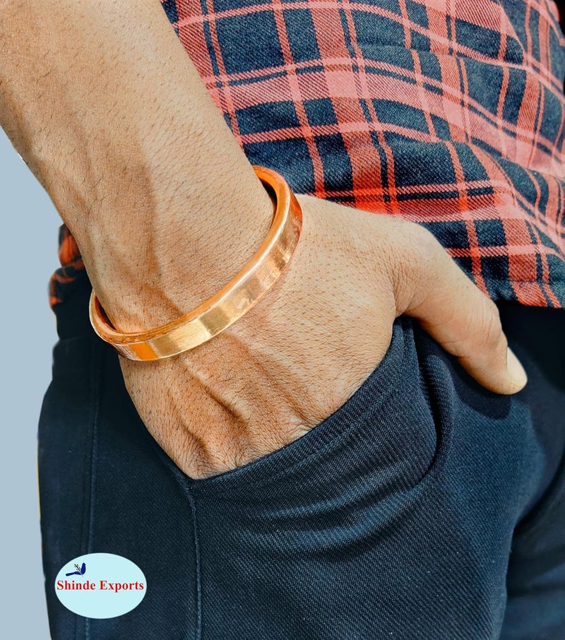 SHINDE EXPORTS Heavy Pure Copper thick Bracelet Bangle Unisex Kada Solid Handmade Cuff 80gms for Men & Women - Image 2