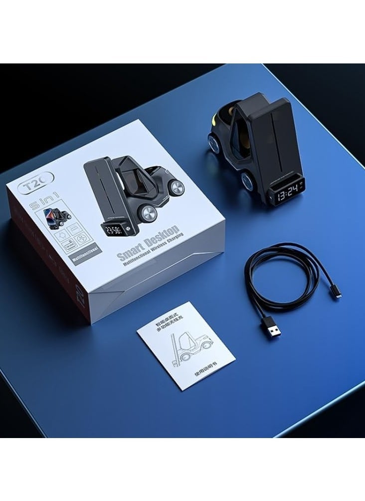 ELTRAZONE 5 in 1 Wireless Charging Station T20 | Desktop Fast Wireless Charger Stand for Smartphones, Smartwatches, Earbuds & More | Universal Compatibility with Qi-Enabled Devices | Compact, Multi-Device Charging Hub with Overcharge Protection - Image 1