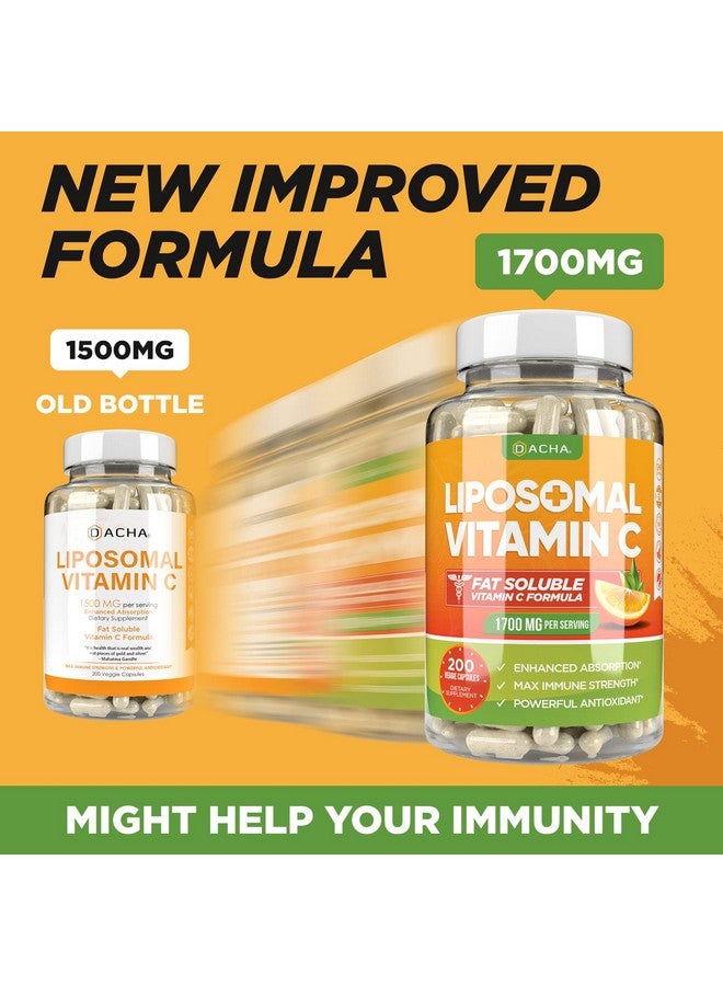 DACHA Natural Liposomal Vitamin C 1700Mg 200 Capsules Immune System & Collagen Booster High Absorption Fat Soluble Vit C Buffered Skin Vitamins Sunflower Lecithin - Image 3