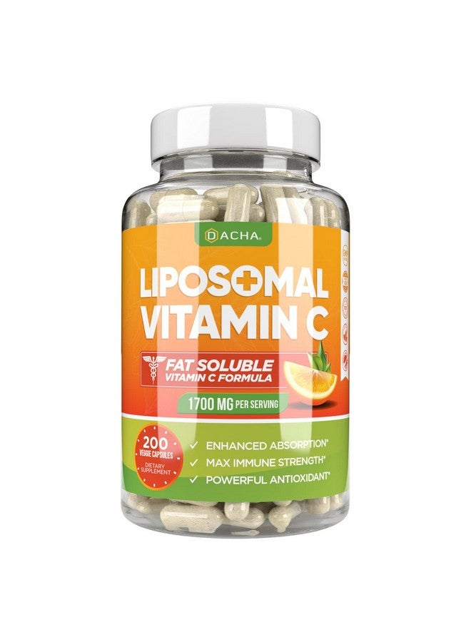 DACHA Natural Liposomal Vitamin C 1700Mg 200 Capsules Immune System & Collagen Booster High Absorption Fat Soluble Vit C Buffered Skin Vitamins Sunflower Lecithin - Image 2