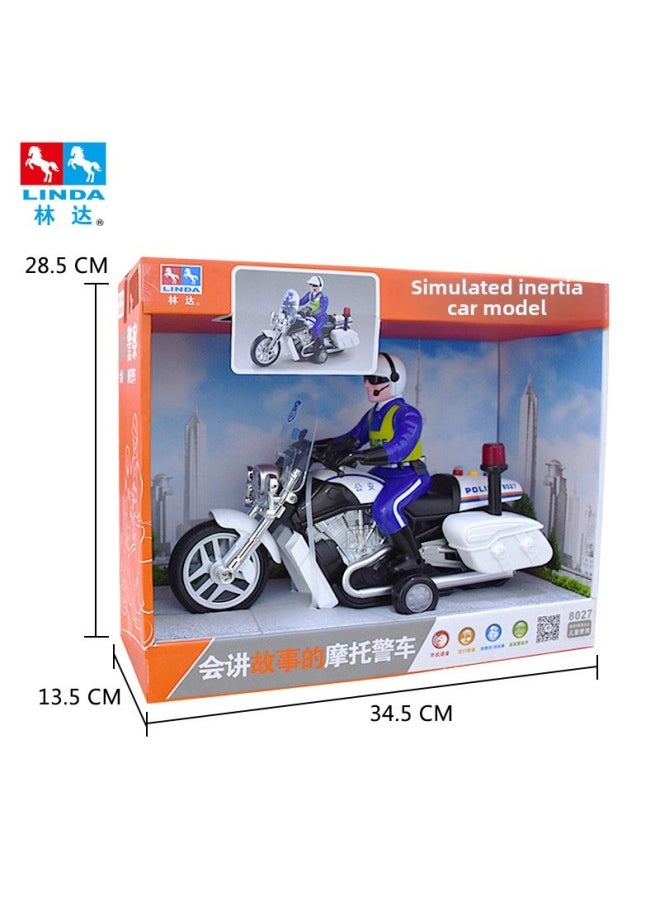 Children's Toys Police Motorcycle Inertia Car Model Baby Interactive Early Education Puzzle Will Tell Stories With Music And Lights-Color:LD-8027  - Image 1