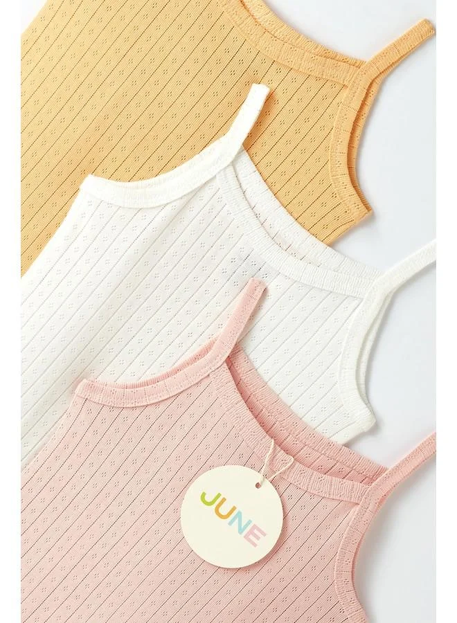 JUNE June Baby 3-Pack Pointelle Strap Bodysuit