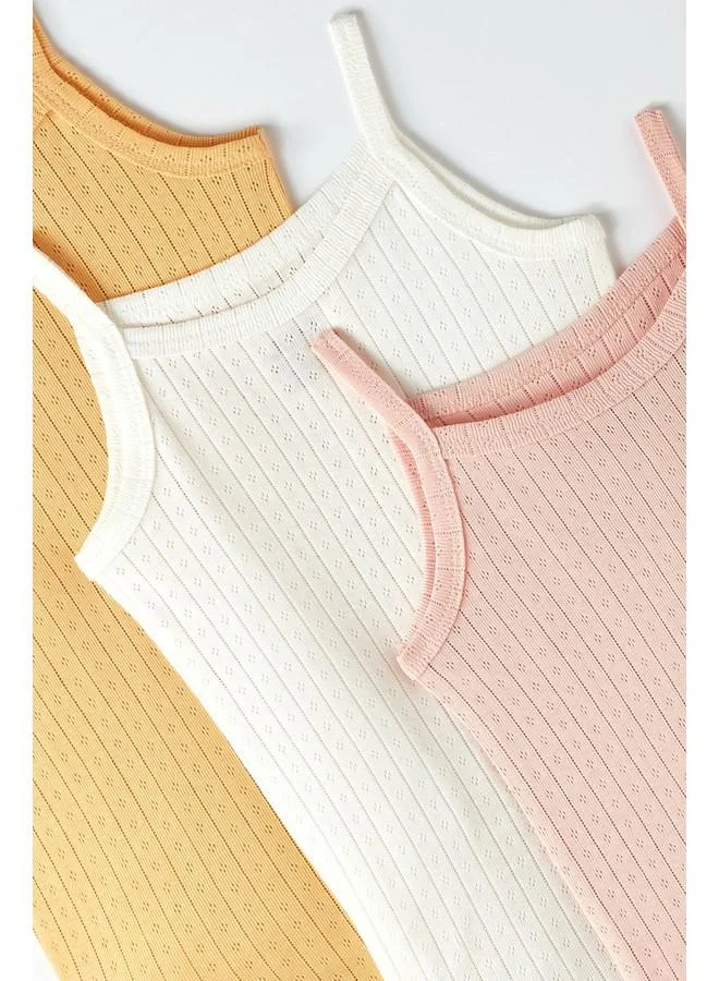 JUNE June Baby 3-Pack Pointelle Strap Bodysuit