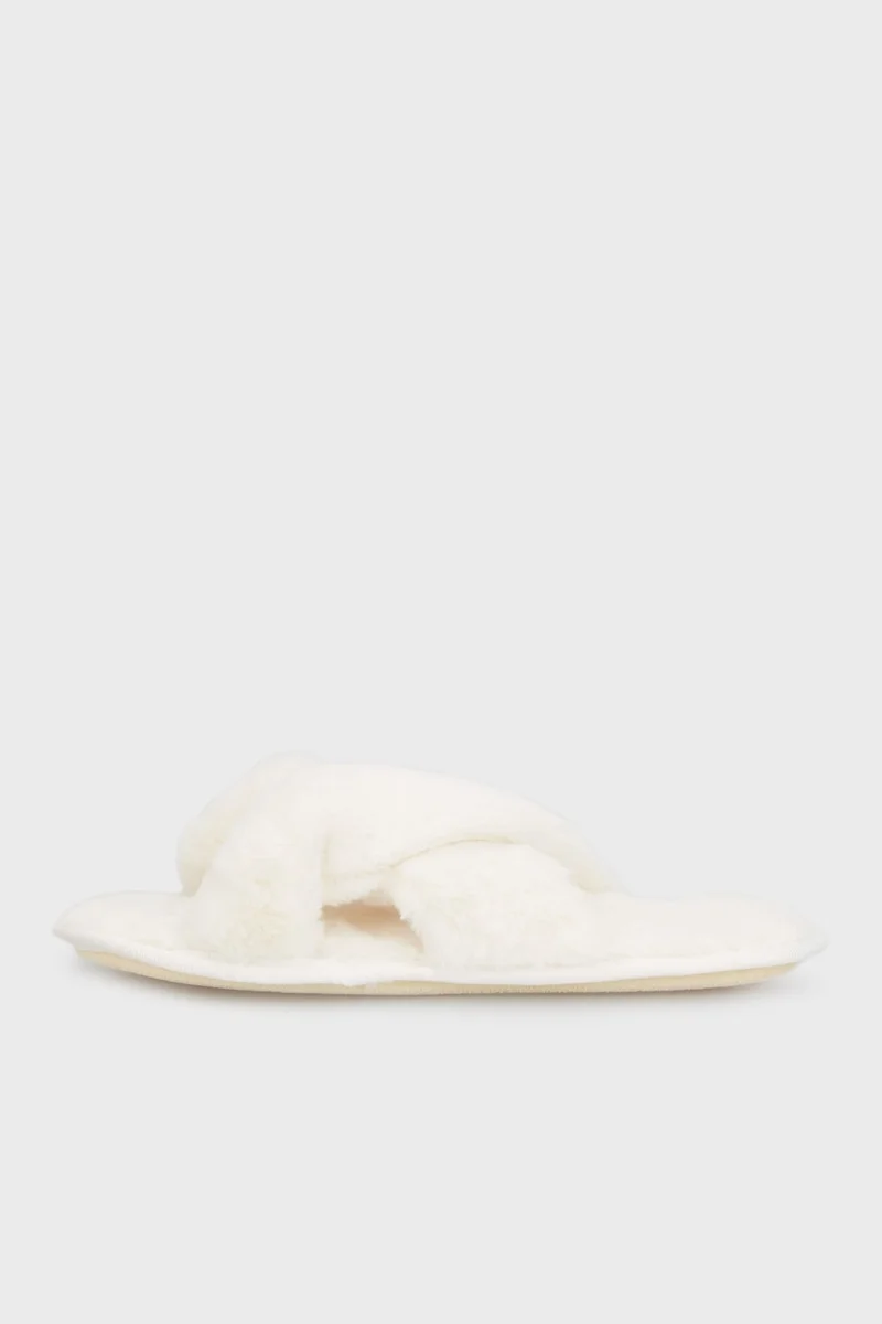 Lela Soft Texture Cross Plush Slippers Women Slippers 6722001