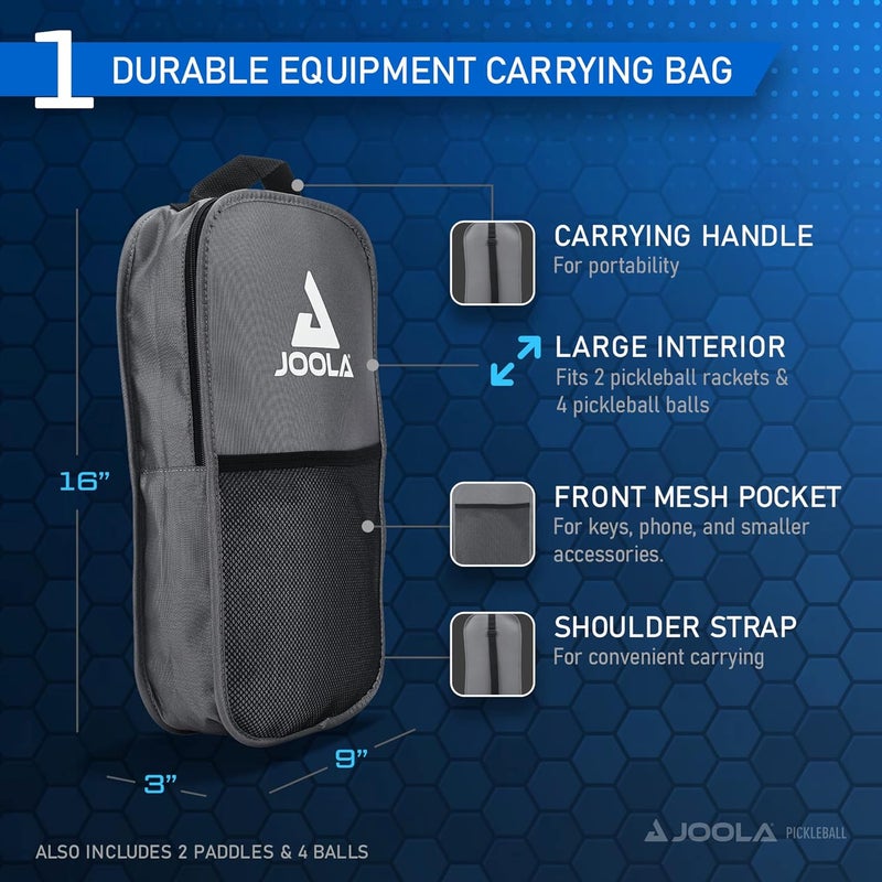 JOOLA Ben Johns Blue Lightning Pickleball Set - 2 Paddles, 4 Balls, and Carrying Bag - Image 3