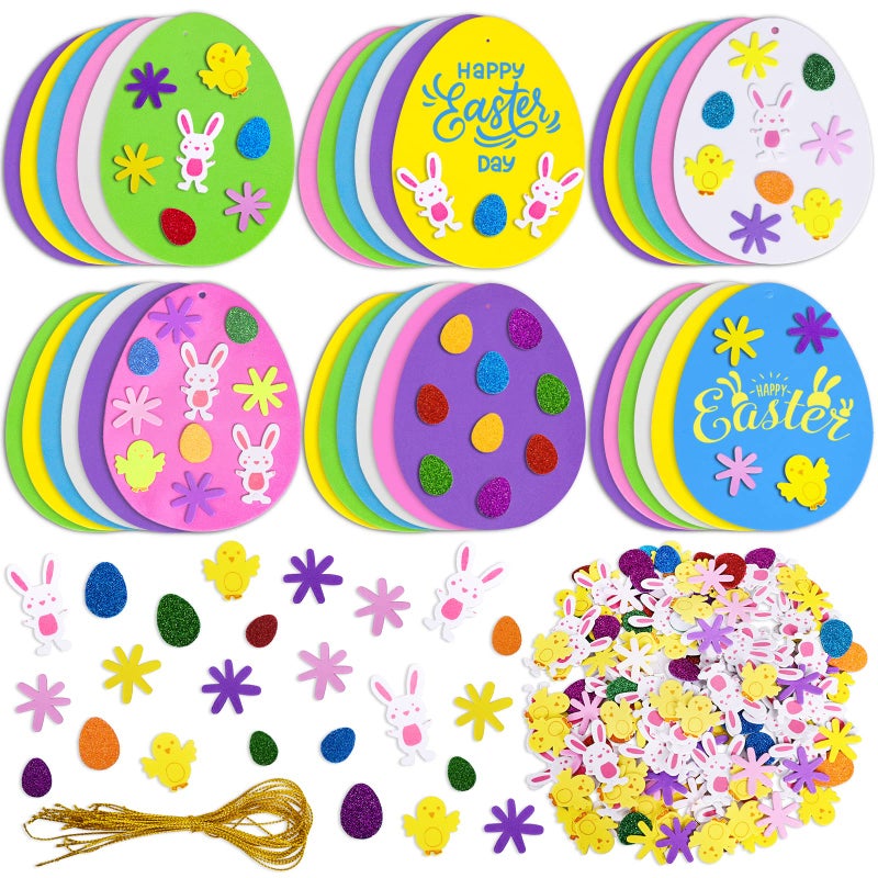 Max Fun 208PCS Easter Foam Stickers DIY Easter Craft Kit Foam Eggs for Kids Classroom Party Supplies DIY Cards and Decorations - Image 2