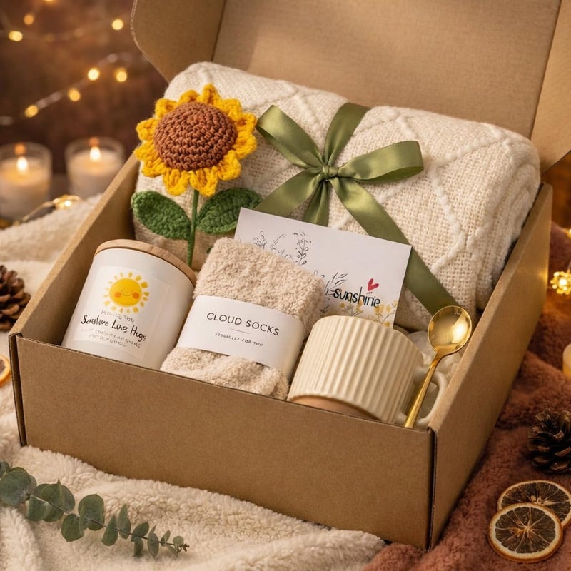 OTTNSA Gift Baskets for Women â€“ Sending Sunshine Sunflower Self Care Gift Set for Women, Unique Birthday & Thinking of You Gifts for Best Friend, Mom, Sister, Get Well Soon Cheer Up Care Package - Image 1