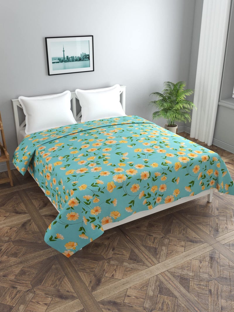 MORADO Premium Glace Cotton Floral Design Duvet Cover - Double, Multicolor with Zipper - Image 1