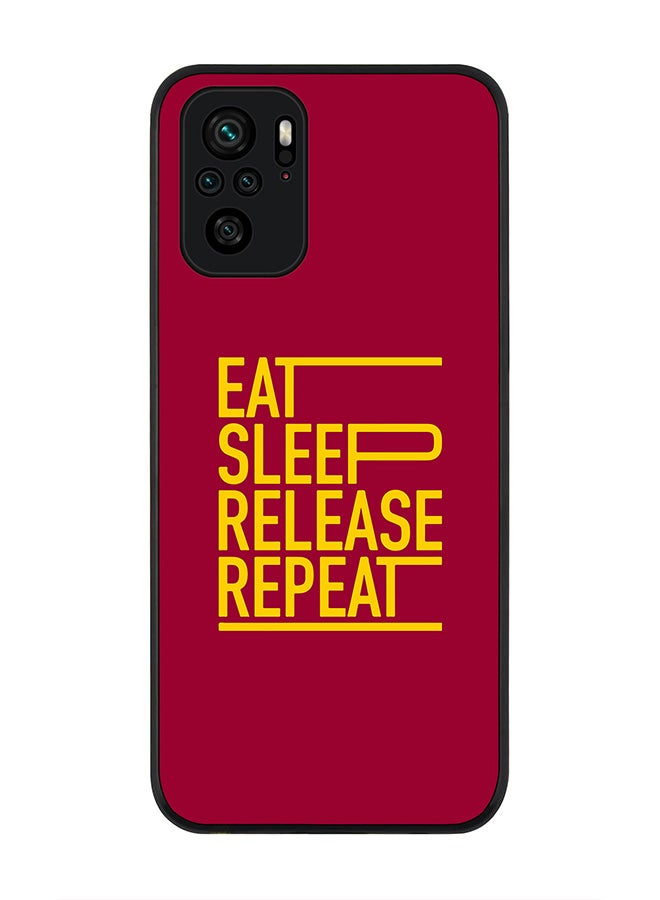 Stylizedd Rugged Black edge case for Xiaomi Poco M5s Slim fit Soft Case Flexible Rubber Edges Anti Drop TPU Gel Thin Cover - Eat Sleep Release Repeat - Image 1