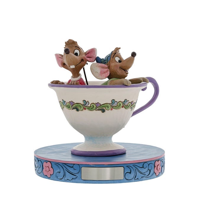 DISNEY TRADITIONS BY JIM SHORE CINDERELLA JAQ AND GUS TEACUP STONE RESIN FIGURINE 425 WHITE