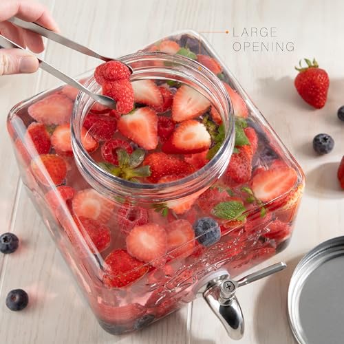 MosJos Glass Drink Dispenser for Fridge - Stainless Steel Spigot Mason Jar Dispenser with Wide Opening & Easy-Fill - Beverage Storage for Outdoor, Water, Iced Tea, Juice, Sangria & Detergent, 1 GALLON - Image 4