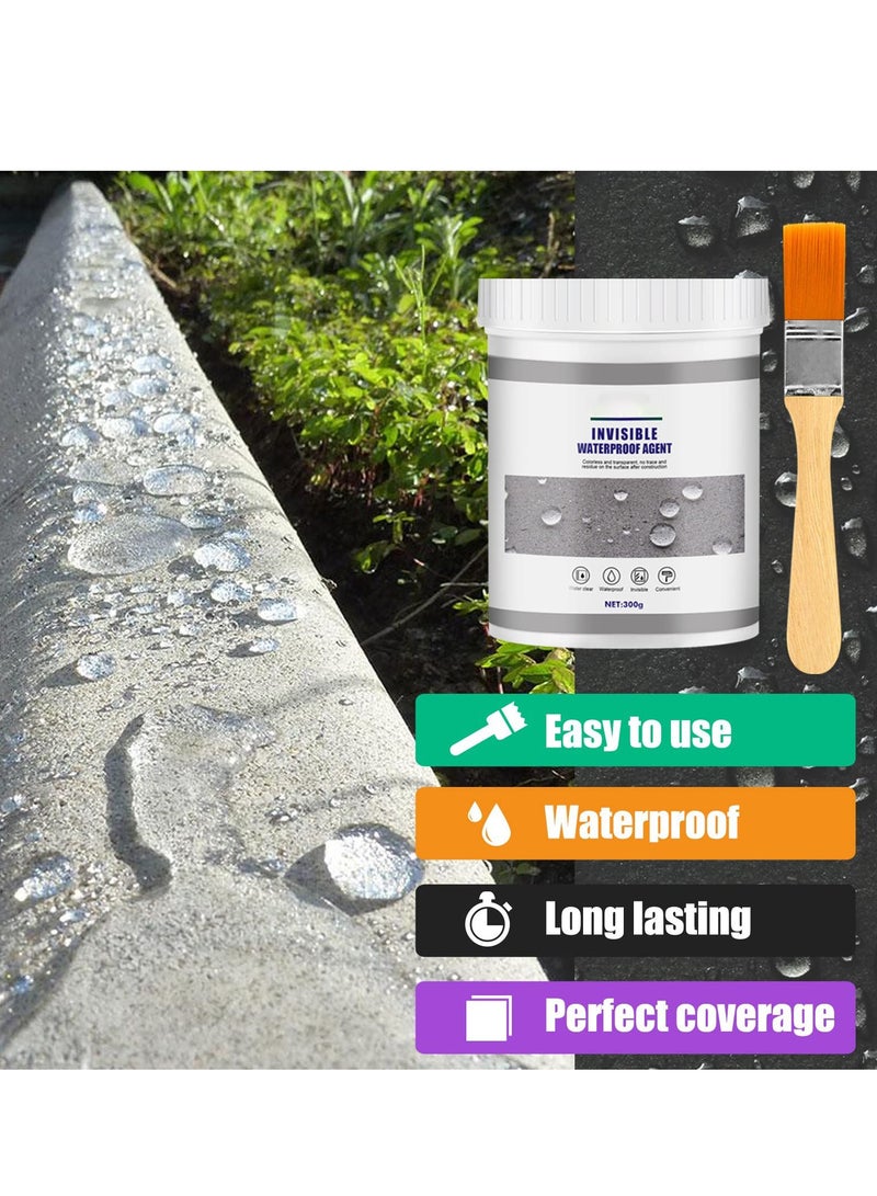 Invisible Waterproof Agent, Waterproof Insulating Sealant, Transparent Anti-Leakage Agent with Brush, Repairing Leak Waterproof Adhesive for Exterior Wall Roof Bathroom Toilet Floor Tiles (300ml) - Image 3