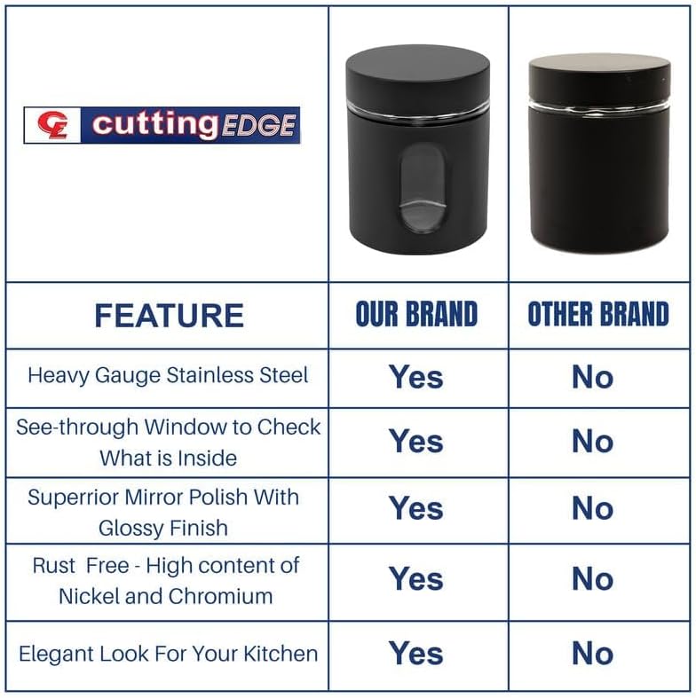 Cutting EDGE زجاجات بيضاوية الشكل - تشطيب أسود مطحون لتخزين العدس والفواكه المجففة والتوابل وغيرها من احتياجات المطبخ، سعة 900 مل، مجموعة من 4 قطع - Image 4