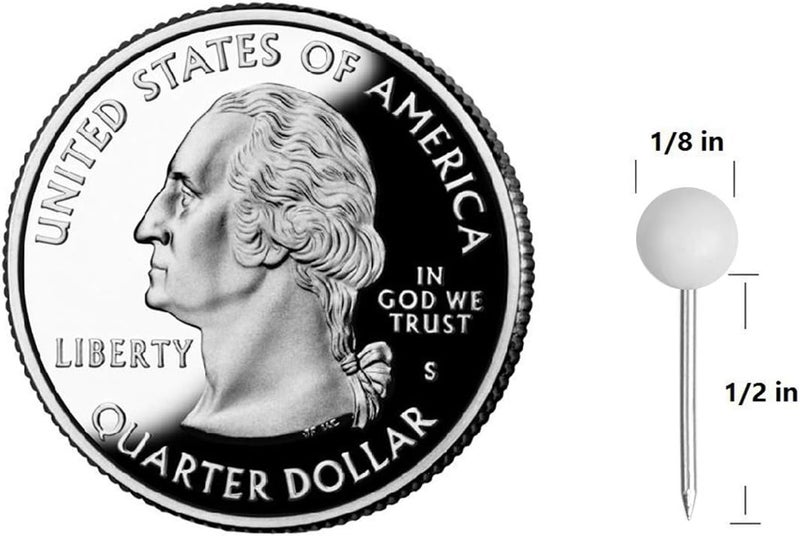 Yalis Push Pins Map Tacks 1/8-Inch Assorted Color Beads Head Map Marking Push Pins,500-count (White) - Image 3