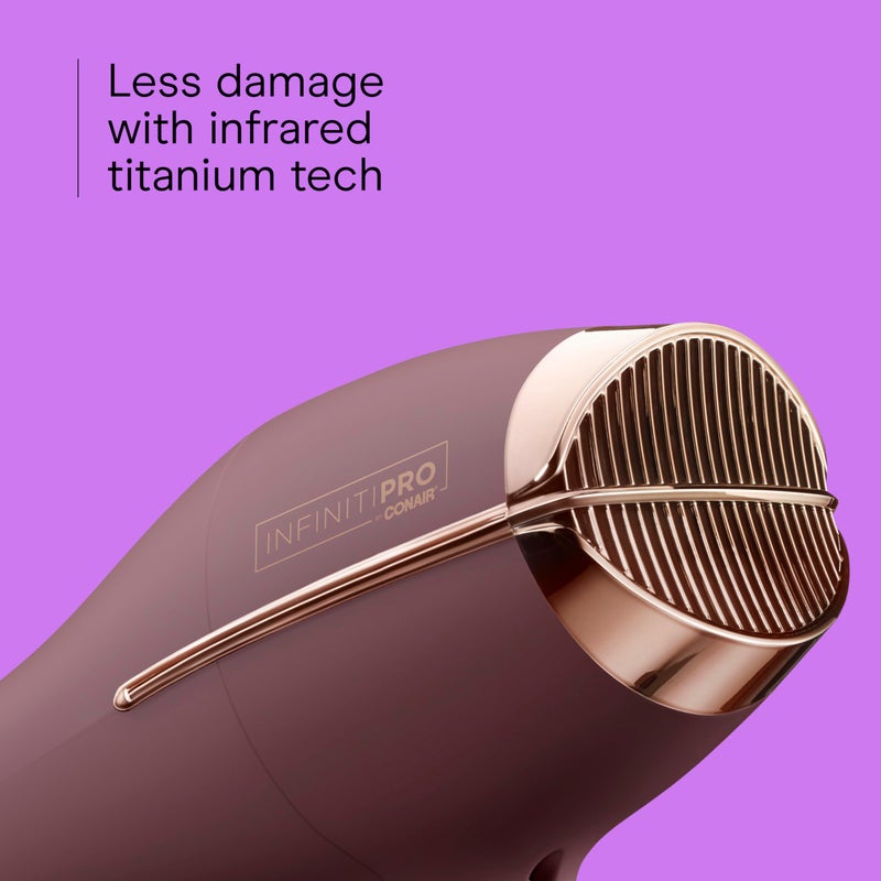 CONAIR INFINITI PRO by CONAIR Hair Dryer  1875W Blow Dryer with Diffuser and Concentrator Attachments  AC Motor with Ceramic Technology  3 Heat & 2 Speed Settings  Plum - Image 4