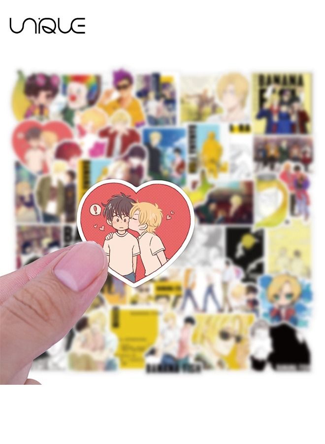 يونيك ملصقات أسماك الموز ، 50 قطعة كرتون أنيمي ملصقات فينيل مقاومة للماء ، لأجهزة الكمبيوتر المحمول الأمتعة لوح التزلج زجاجة المياه الغيتار حالة الهاتف ، الأطفال المراهقين الكبار ، لوازم الحزب الديكور - Image 2