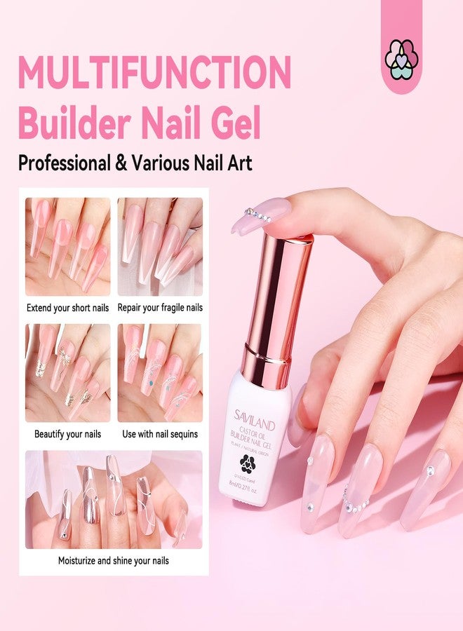 SAVILAND Gel Builder Set: 12 Translucent Colors Castor Oil Builder in a Bottle Vitamin E Hard Gel for Nails Extension Strengthener as Gifts for Women Home DIY Salon Nail Care Repair - Image 2
