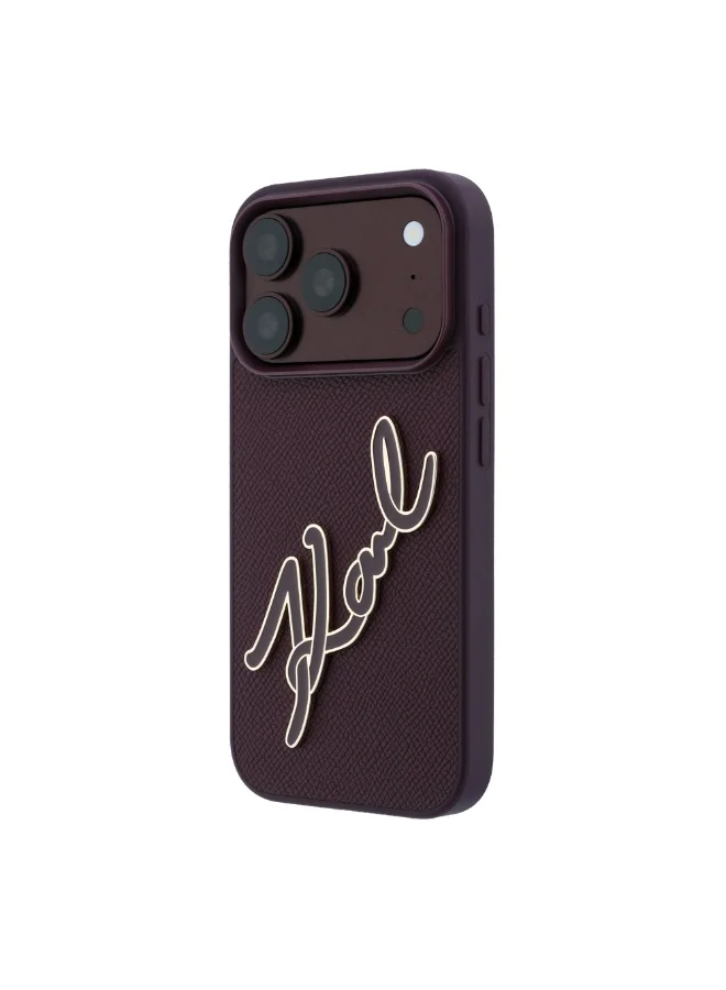 Karl Lagerfeld PU Hard Case for iPhone 18 Pro /iPhone 17 Pro with Big Resin Signature Logo, Slim Protective Back Cover