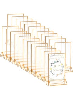 Generic Acrylic Gold Sign Holder,Wedding Table Numbers Picture Frames, Double Sided Menu Holders Picture Frames for Restaurants, Home, Photo Frames, Store (5 x 7- 24 Pack)  - Image 1