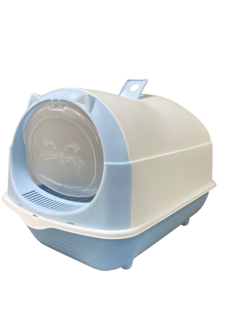 HAPPY PUSS Cat litter box enclosed, large cat sand box, litter tray for indoor, open top with carbon filter, odor control. Kitten toilet, with cat litter scoop, detachable with front door flap. - Image 3