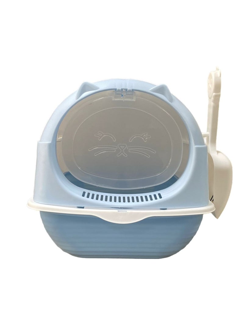 HAPPY PUSS Cat litter box enclosed, large cat sand box, litter tray for indoor, open top with carbon filter, odor control. Kitten toilet, with cat litter scoop, detachable with front door flap. - Image 2