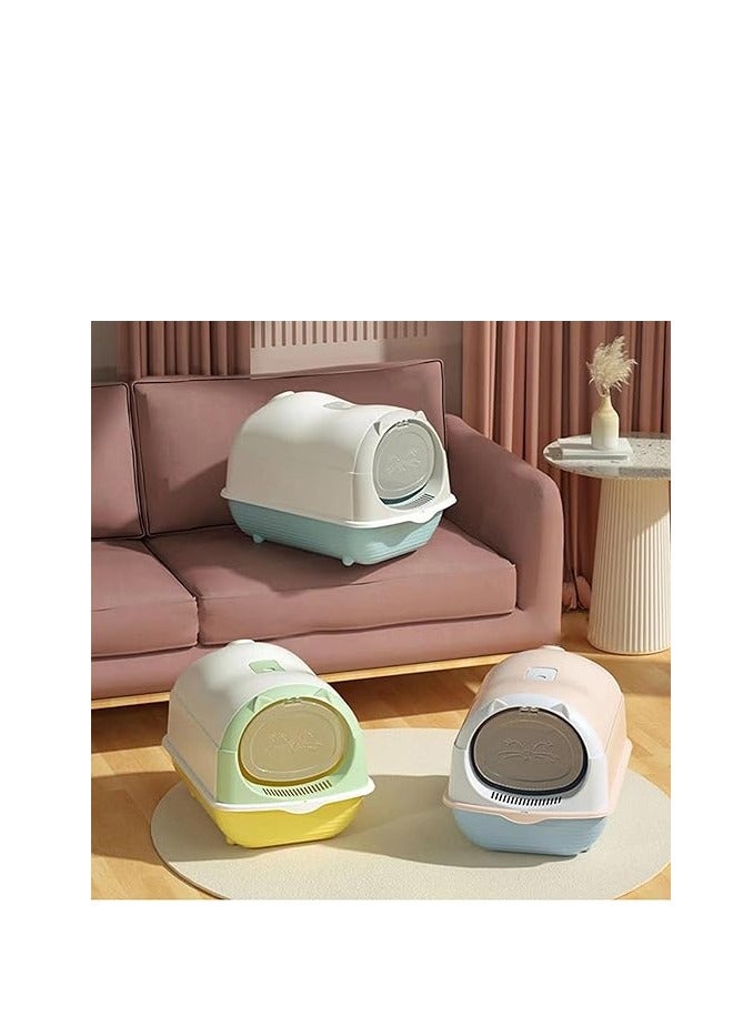 HAPPY PUSS Cat litter box enclosed, large cat sand box, litter tray for indoor, open top with carbon filter, odor control. Kitten toilet, with cat litter scoop, detachable with front door flap. - Image 4