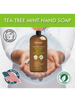 First Botany First Botany Tea Tree Mint Hand Soap - Liquid Hand Soap with Peppermint, Jojoba & Coconut Oil Multipurpose Liquid Soap Natural Bathroom Soap & Liquid hand wash - 16 oz  - Image 4