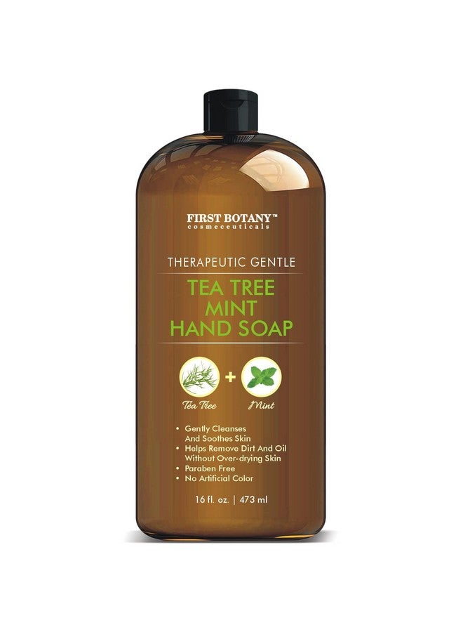 First Botany Tea Tree Mint Hand Soap - Liquid Hand Soap with Peppermint, Jojoba & Coconut Oil Multipurpose Liquid Soap Natural Bathroom Soap & Liquid hand wash - 16 oz - Image 1