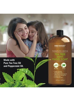 First Botany First Botany Tea Tree Mint Hand Soap - Liquid Hand Soap with Peppermint, Jojoba & Coconut Oil Multipurpose Liquid Soap Natural Bathroom Soap & Liquid hand wash - 16 oz  - Image 3