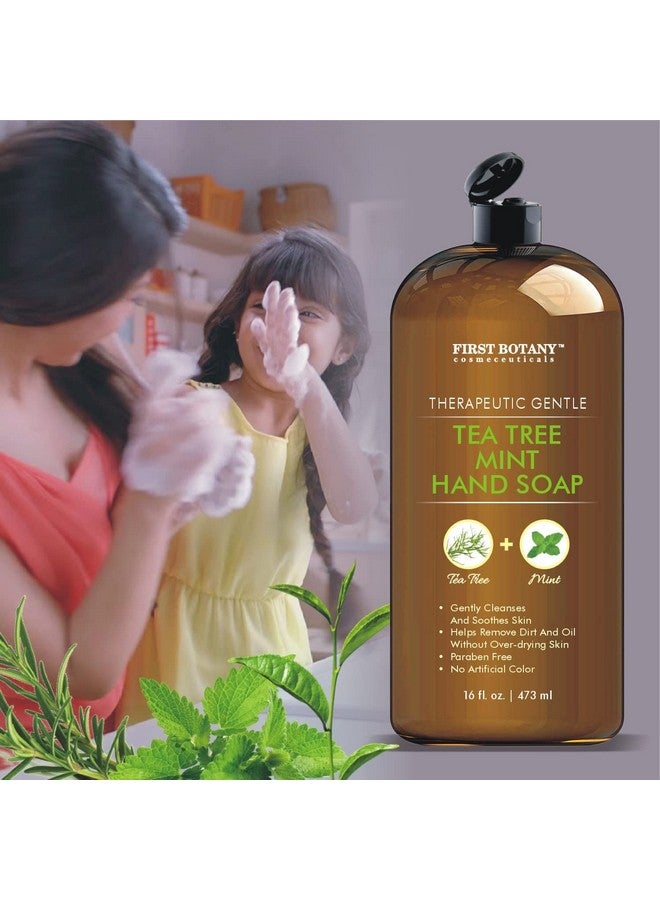 First Botany Tea Tree Mint Hand Soap - Liquid Hand Soap with Peppermint, Jojoba & Coconut Oil Multipurpose Liquid Soap Natural Bathroom Soap & Liquid hand wash - 16 oz - Image 5