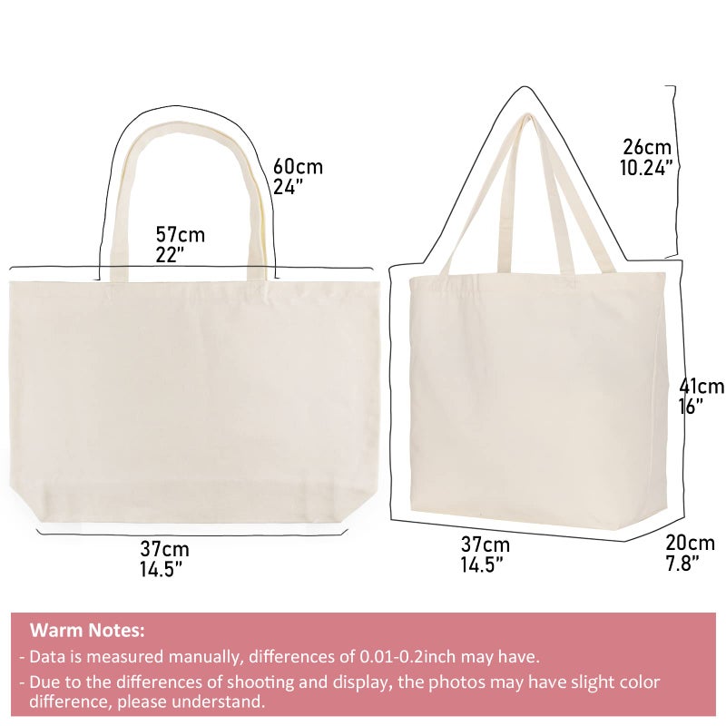 Koolmox Koolmox Tote Bag Bulk with Zipper  6-Pack 22x16x7.8'' Beige Tote Bag  12Oz Durable Grocery Tote with Reinforced Handles and Wide Bottom for Grocery Shopping Bags Washable and Reusable Carry All Bags  - Image 2