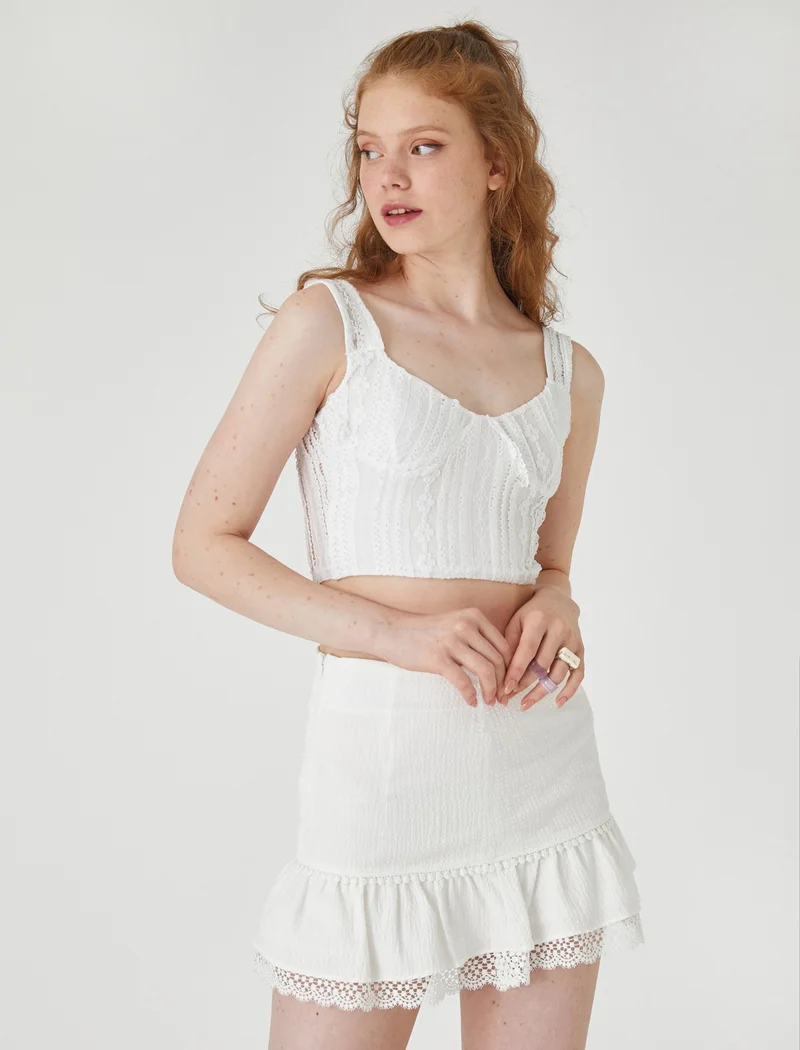 كوتون Lace Crop Top