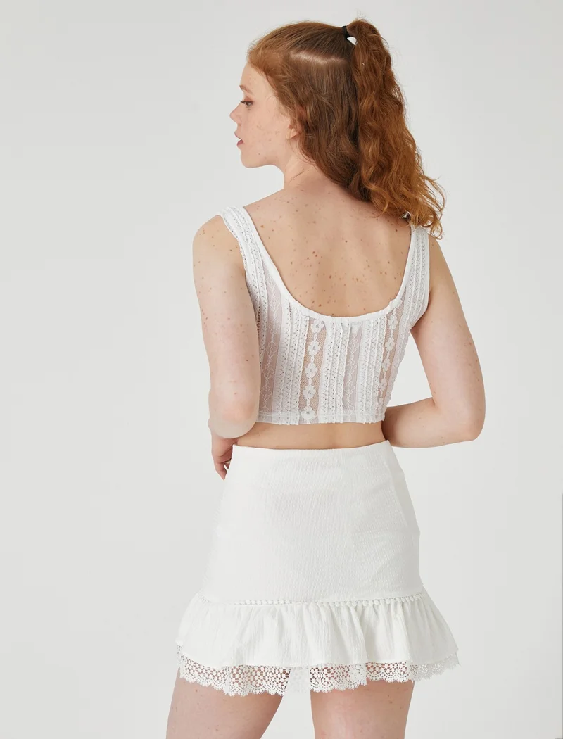 كوتون Lace Crop Top