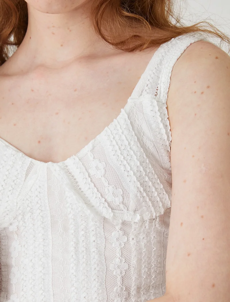 كوتون Lace Crop Top
