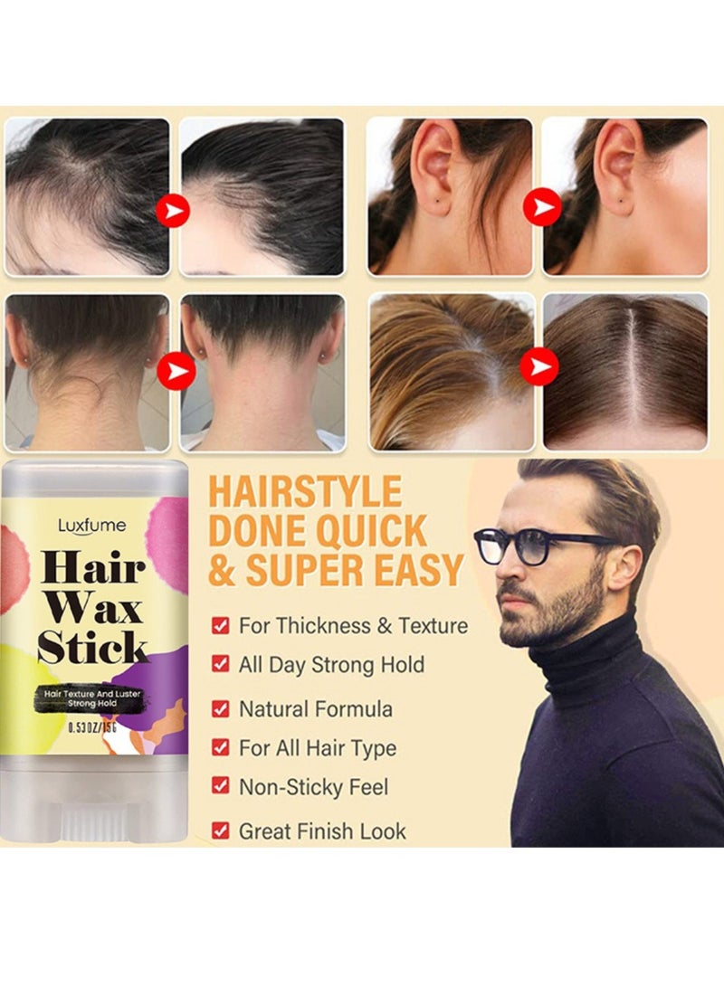 Luxfume Hair Wax Stick Hair Finishing Stick Anti Frizz Hair Flyaway Wax Tamer Edge Brush Hair Mascara Flyaway Hair Stick Moisturizing and Shine Enhancing Hair Finishing Gel 15g - Image 4